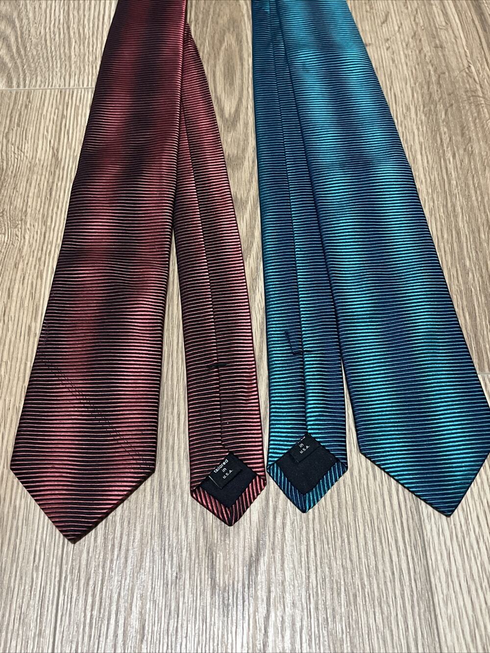 Murano Necktie Striped Lot Of 2 Red And Turquoise